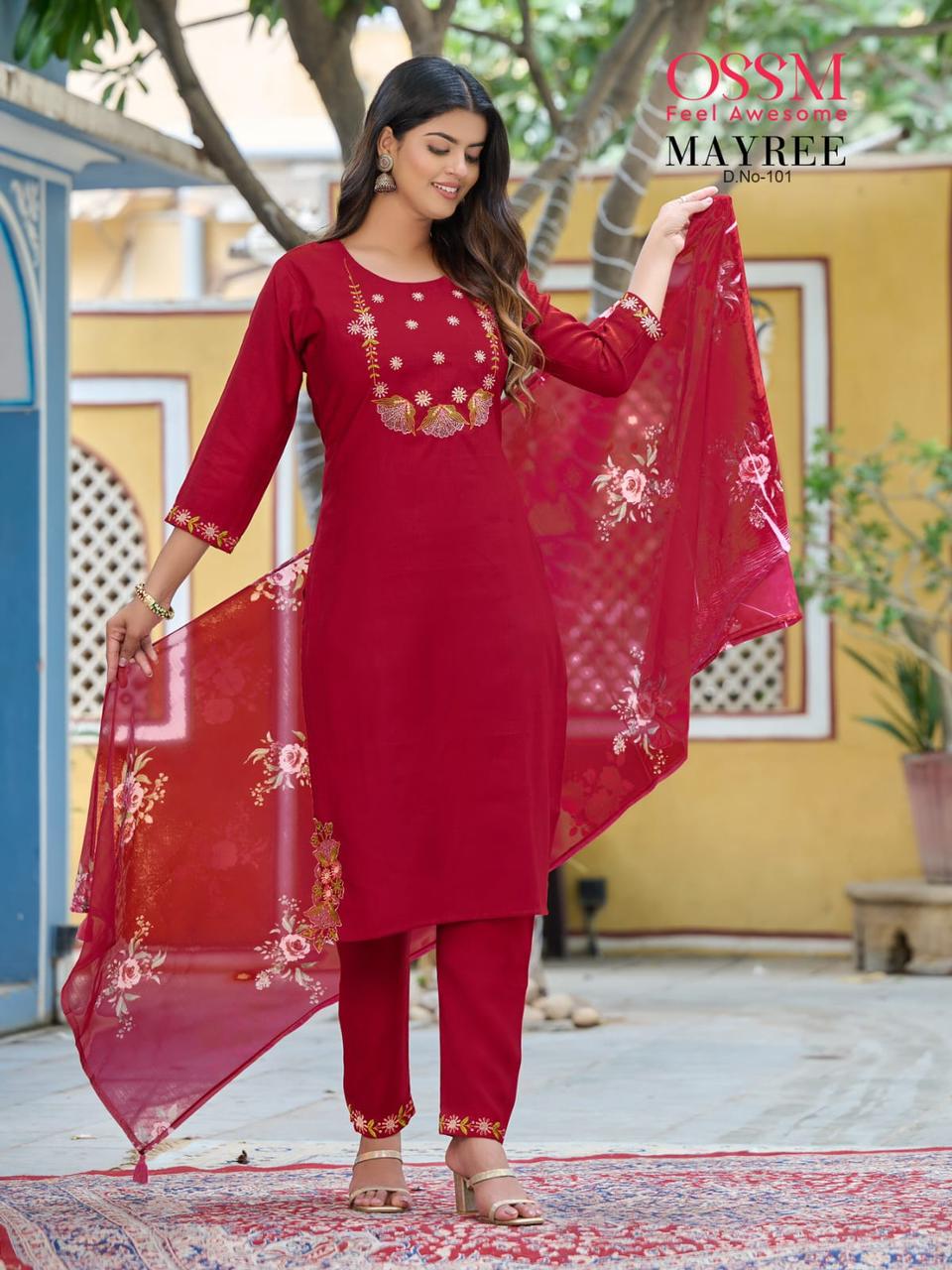 Ossm Mayree Fancy Viscose Designer Readymade Suits Catalog